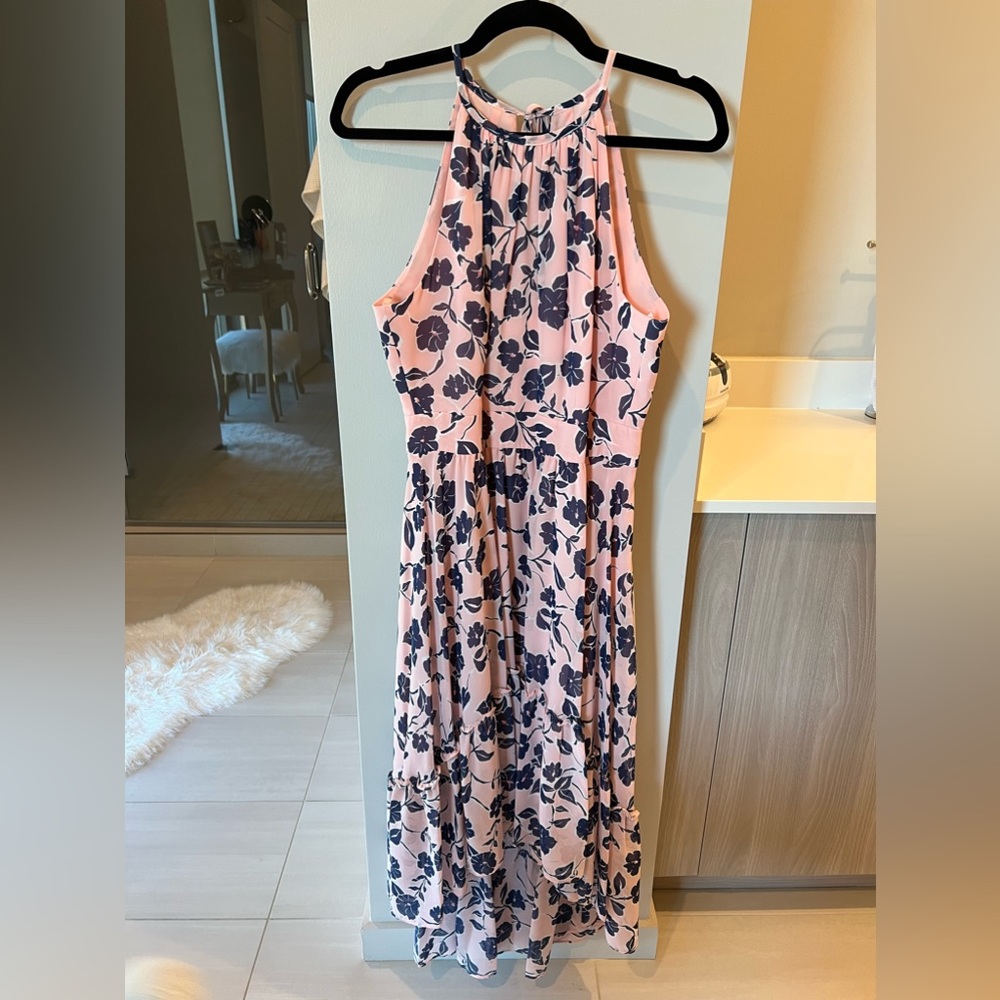 Eliza pick floral chiffon halter dress. Size 10.